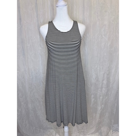 Hollister Dresses & Skirts - Hollister Womens XS Black White Striped Strappy Back A-Line Mini Tank Dress